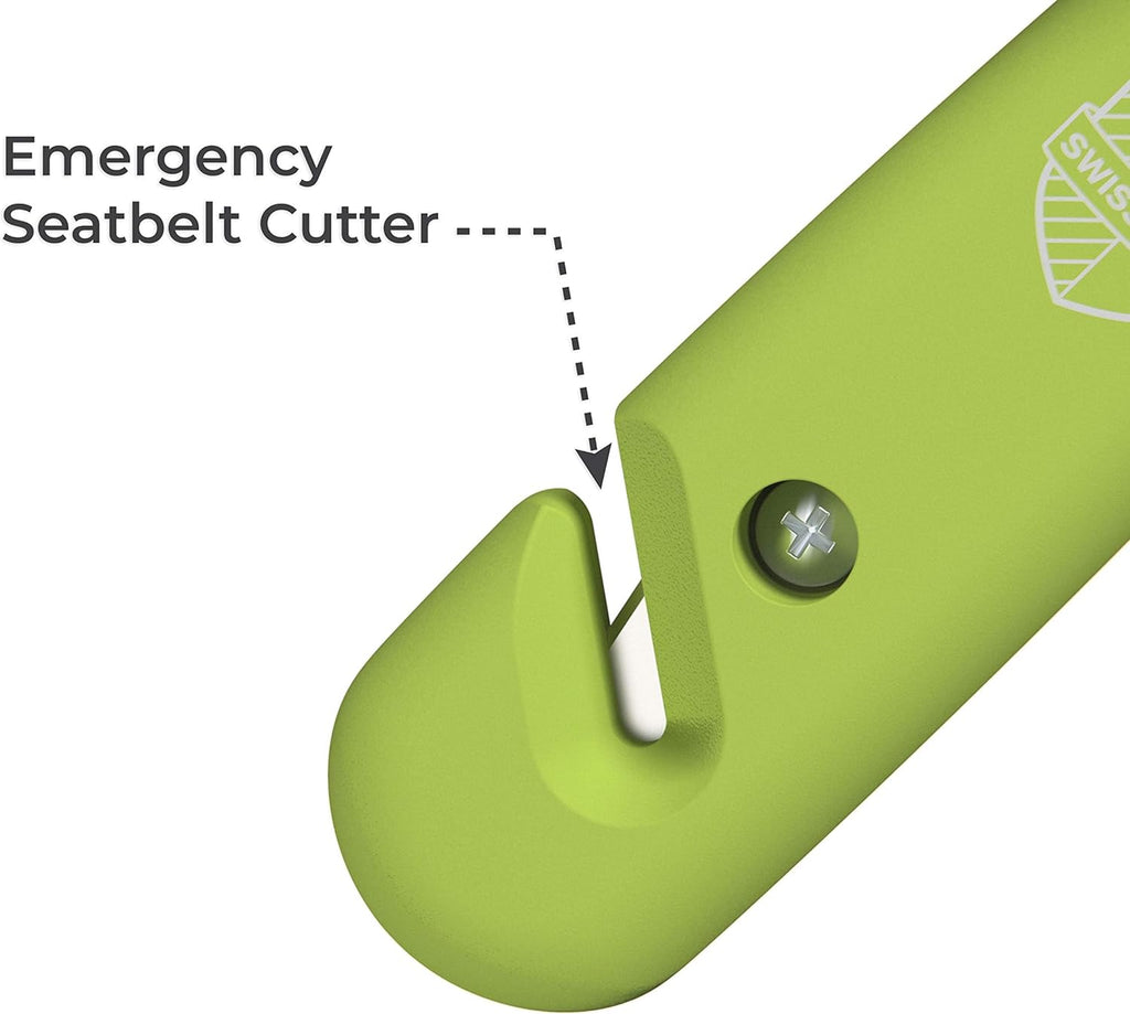 Swiss Safe 5-in-1 Car Safety Hammer, Emergency Escape Tool with Car Window Breaker and Seatbelt Cutter, Glow in The Dark