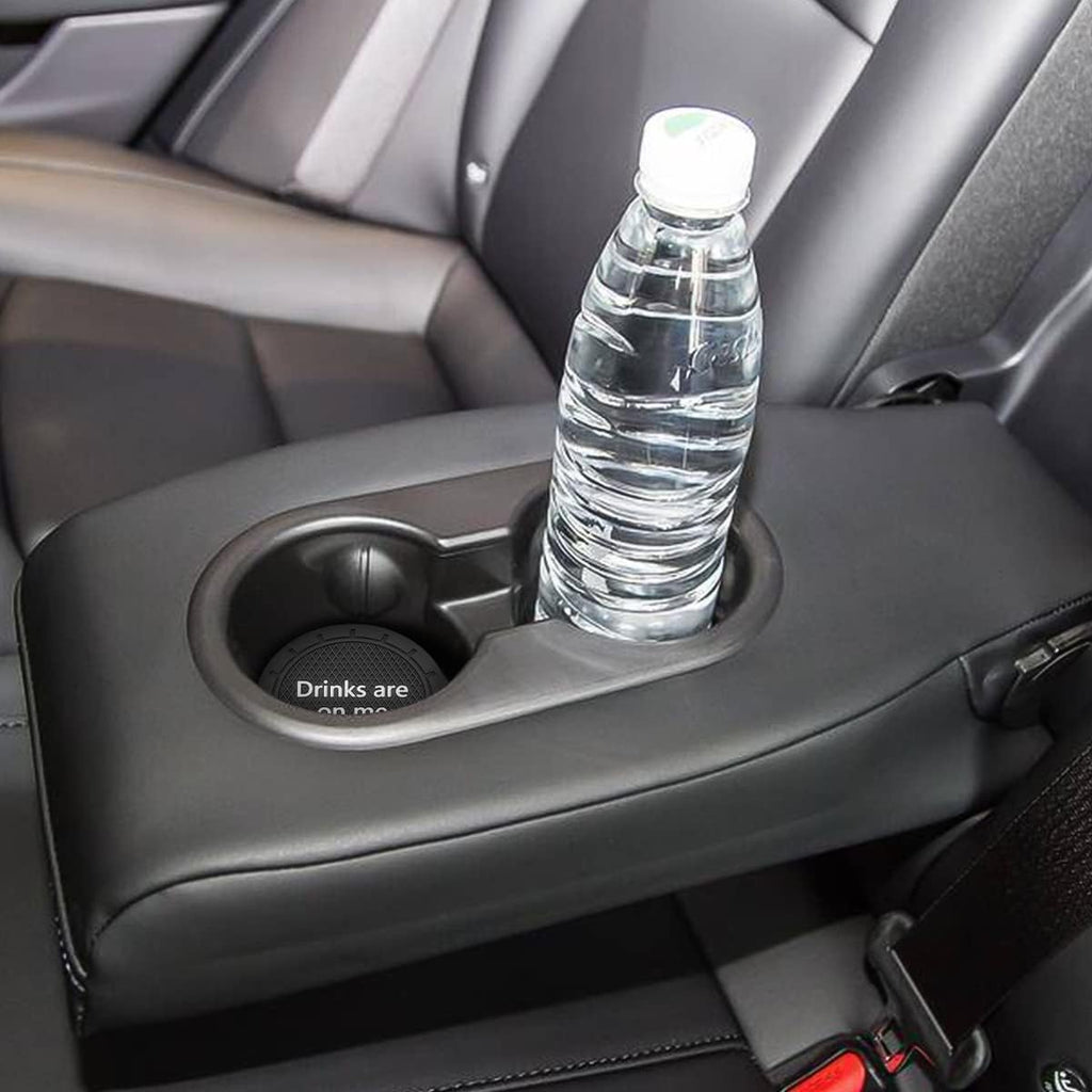8sanlione Car Cup Coaster, 4Pcs 2.75 Inch Auto Cup Holder Insert Coasters, Non-Slip Waterproof Embedded Drink Mat, Automotive Interior Accessories for Men and Women (B Black/4PCS)