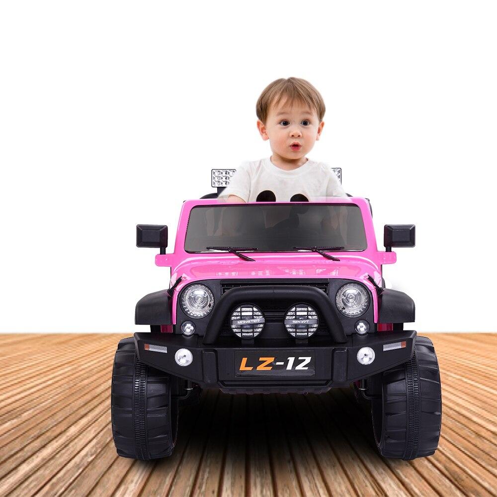LEADZM 12V Kids Ride-On Truck Car Toy With Remote Control Jeep LED Lights Rechargeable Battery 4 mph-Pink