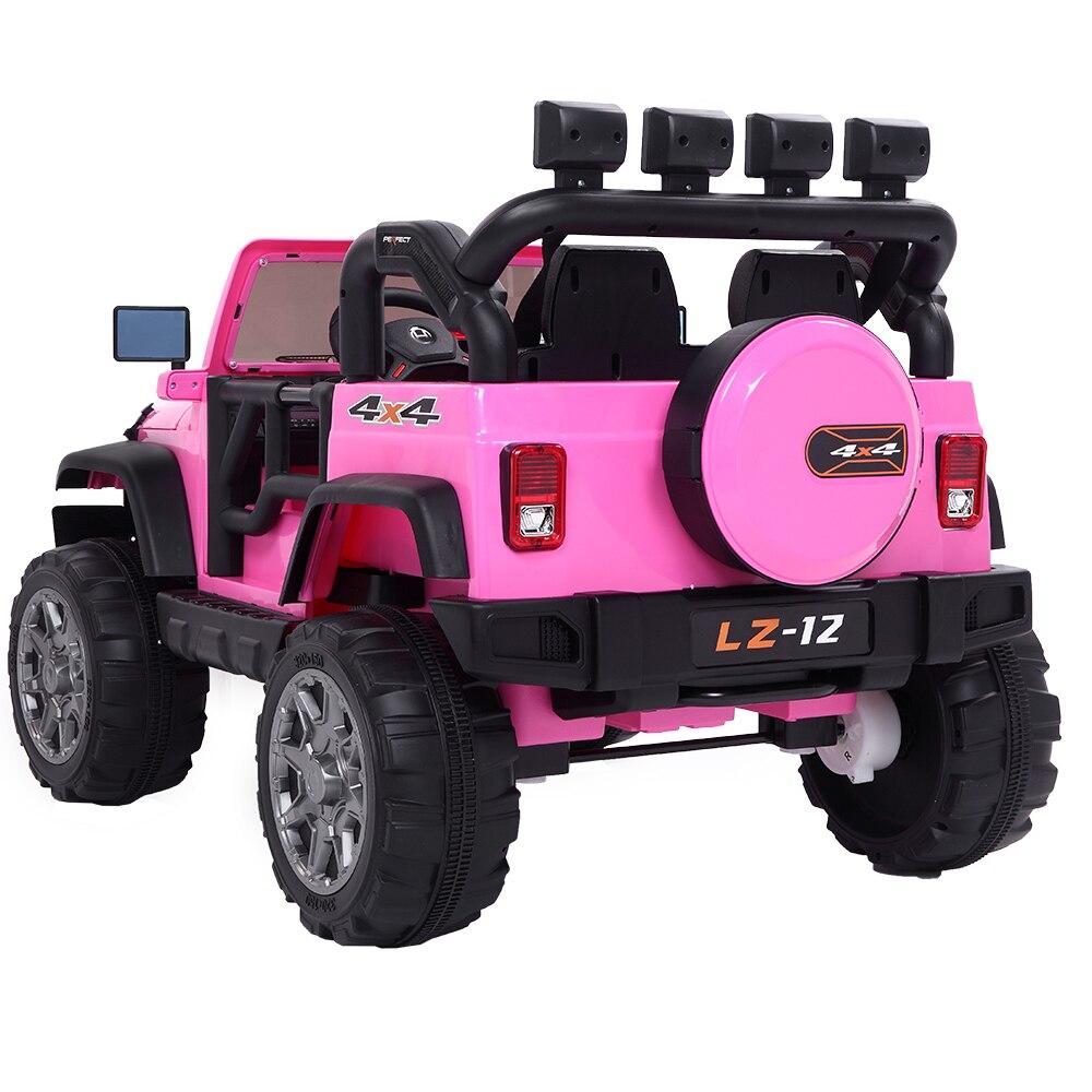 LEADZM 12V Kids Ride-On Truck Car Toy With Remote Control Jeep LED Lights Rechargeable Battery 4 mph-Pink