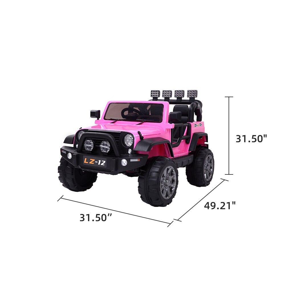 LEADZM 12V Kids Ride-On Truck Car Toy With Remote Control Jeep LED Lights Rechargeable Battery 4 mph-Pink