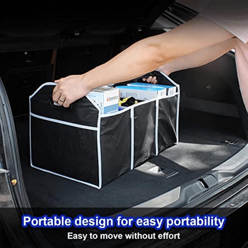 1pc Universal Car Trunk Organizer, Portable Foldable Waterproof Auto StoraBag With 3 Compartments, For SUV, Truck, Van, Sedan
