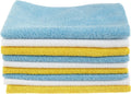 Amazon Basics Microfiber Cleaning Cloth, Non-Abrasive, Reusable and Washable, Pack of 144, Blue/White/Yellow, 16" x 12"