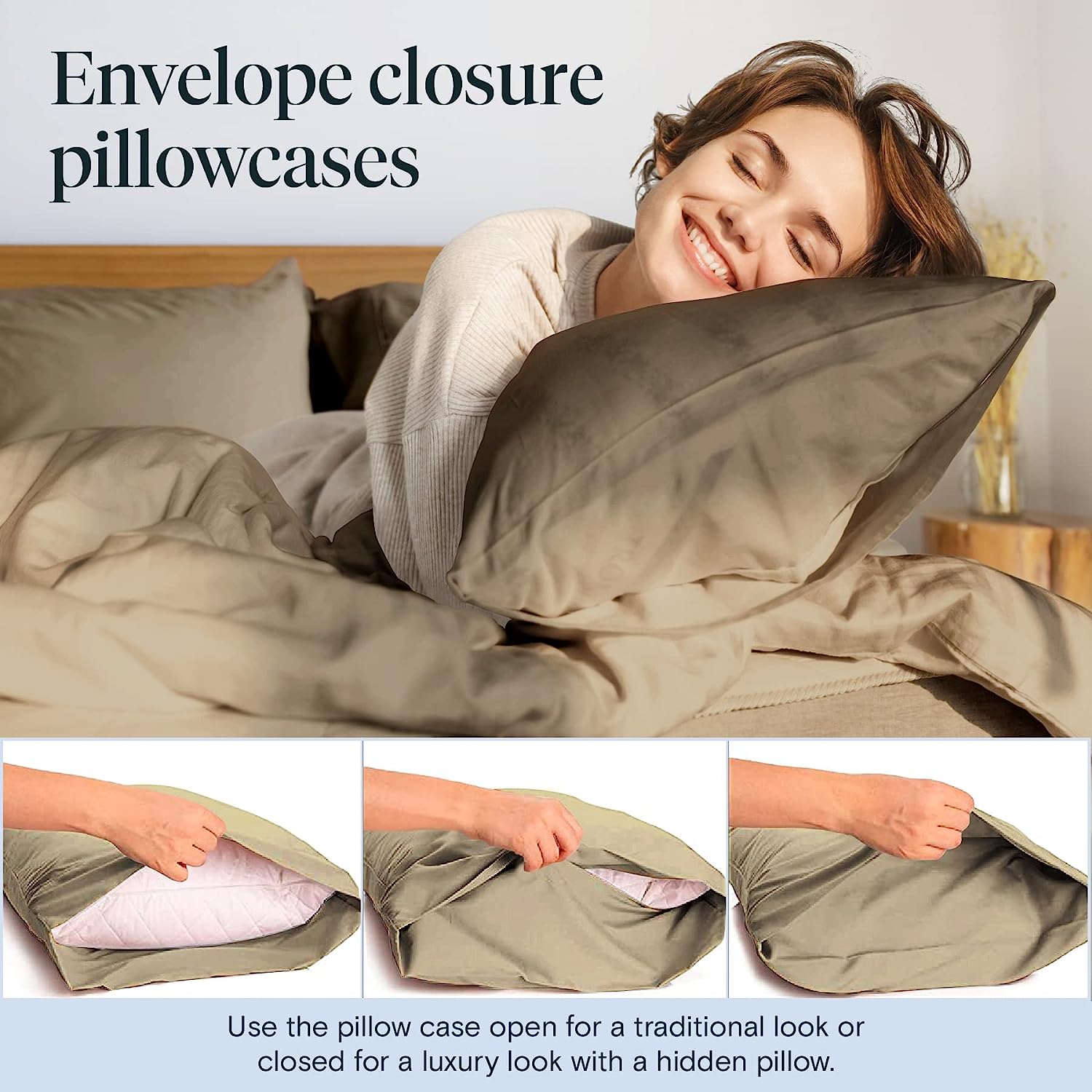 LuxClub 6 PC Queen Sheet Set Bamboo Sheets Deep Pockets 18" Eco Friendly Wrinkle Free Cooling Sheets Machine Washable Hotel Bedding Silky Soft - Taupe Queen
