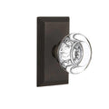 Studio Plate 2-3/8 in. Backset Oil-Rubbed Bronze PassaHall/Closet Round Clear Crystal Glass Door Knob