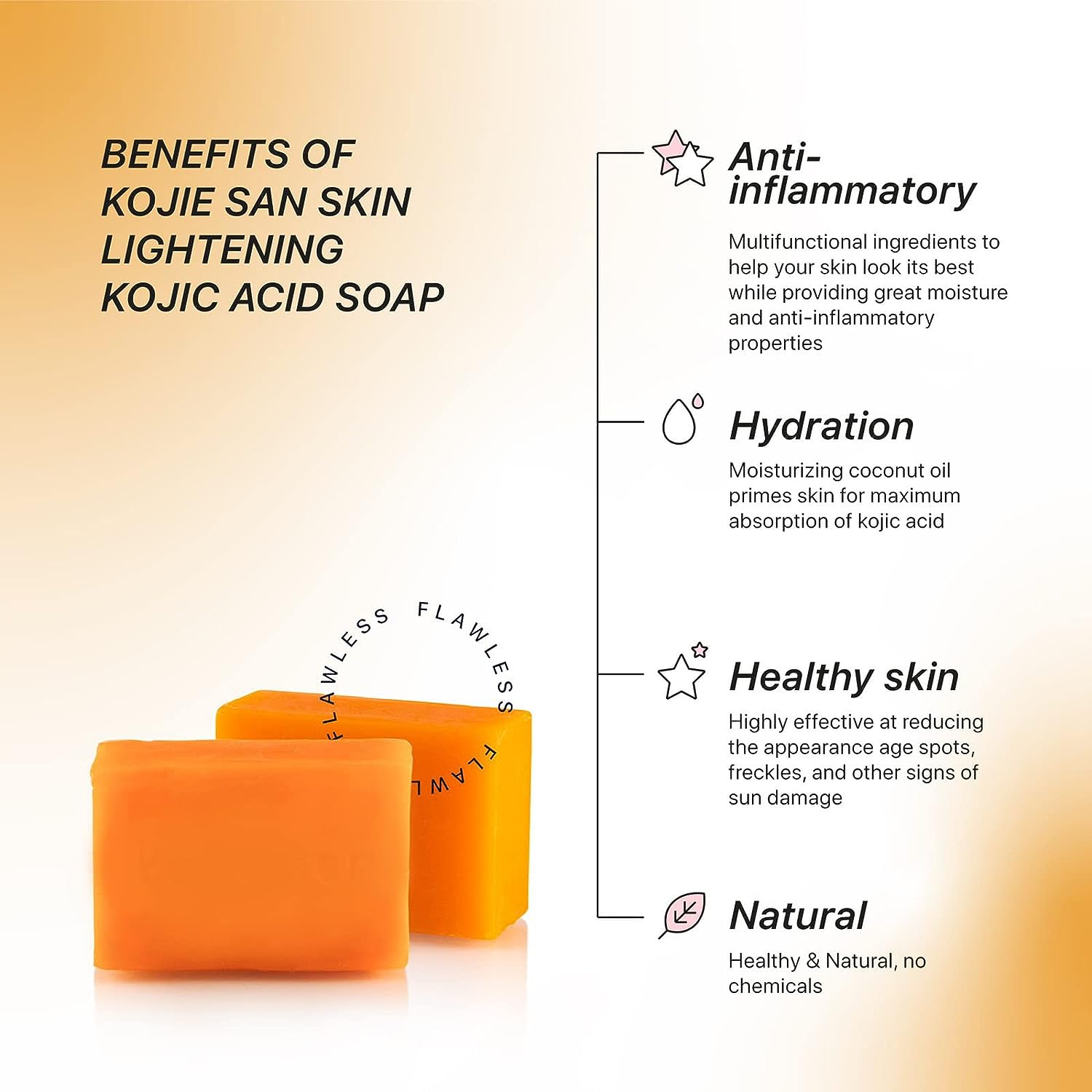 Kojie San 50 Skin Lightening Kojic Acid Soaps - 2 Bars per Package - 65g Each Bar - 100 Bars Total!