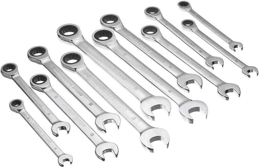 GIRL INSTITUTE XG-WU Spanner 12pc Metric Ratcheting Spanner Combination Wrenche Hand Tools 9mm-18mm CR-V Steel Household Tool Sets