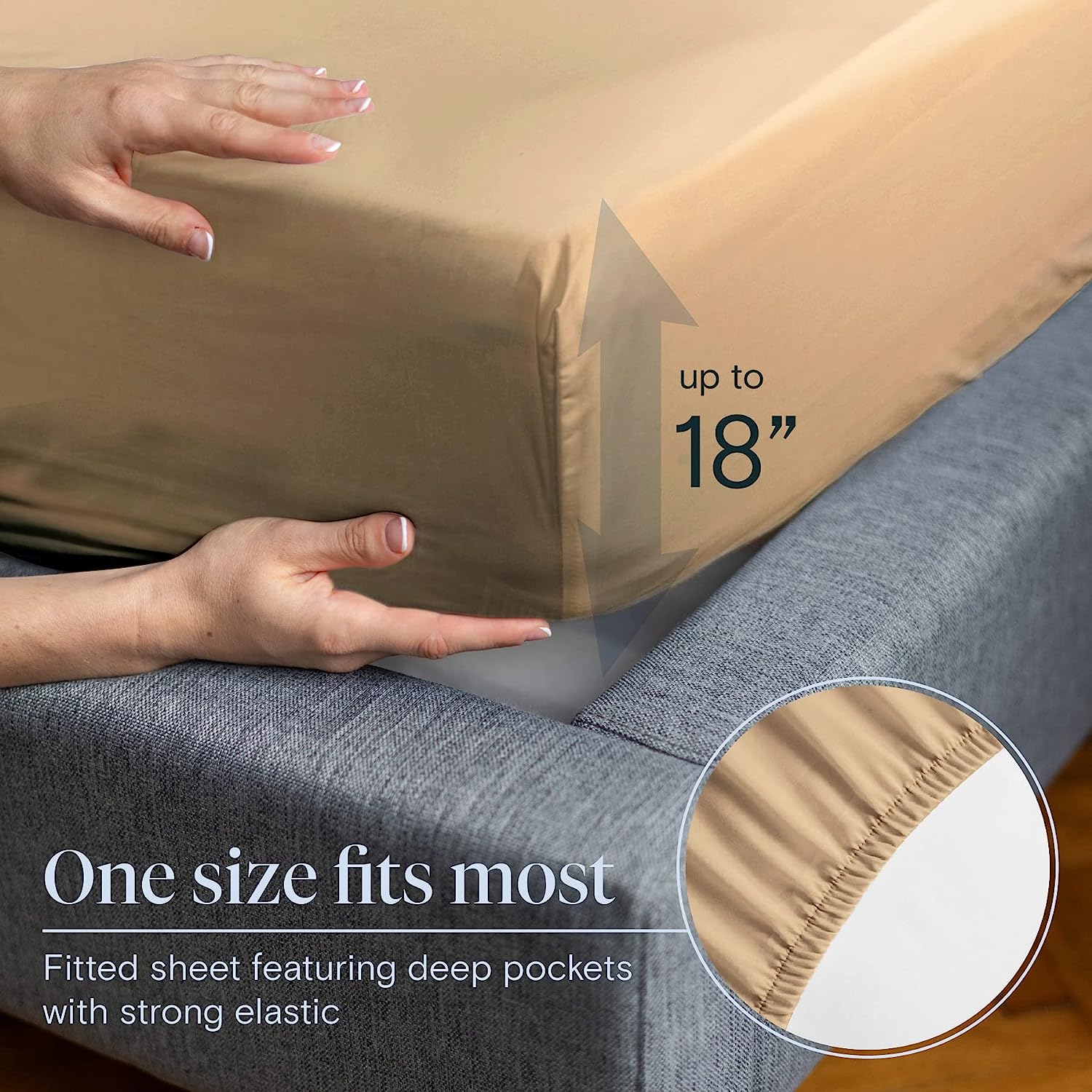 LuxClub Twin XL Sheets Set - Soft Twin Bed Sheets for Boys and Girls, 4 PC Deep Pockets 18" Eco Friendly Wrinkle Free Kids Fitted Sheets Machine Washable Hotel Bedding Silky Soft - Mocha Twin XL