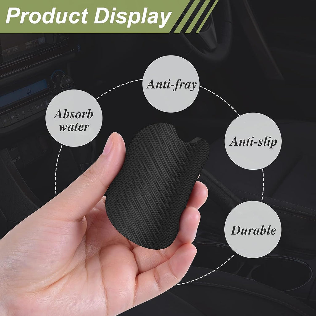 Nipichsha Car Cup Holder Coasters, Car Coasters for Cup Holders, 2 Pack Anti Slip Insert Coasters, Rubber Car Cup Mat with A Finger Notch, Cute Car Interior Accessories for Women Men(Dark Grey Marble)