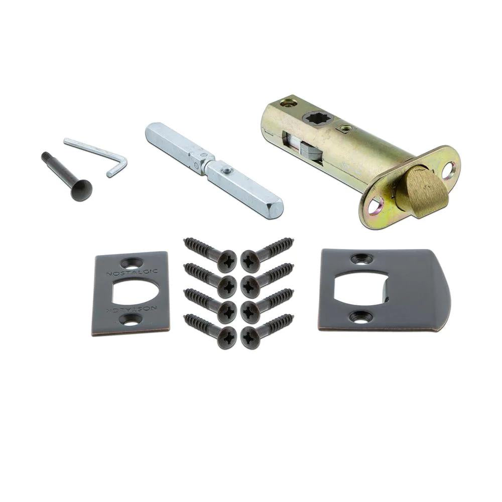 Mission Plate 2-3/8 in. Backset Timeless Bronze Privacy Bed/Bath Crystal Glass Door Knob