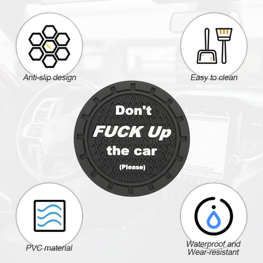 8sanlione Car Cup Coaster, 4Pcs 2.75 Inch Auto Cup Holder Insert Coasters, Non-Slip Waterproof Embedded Drink Mat, Automotive Interior Accessories for Men and Women (A Black/4PCS)