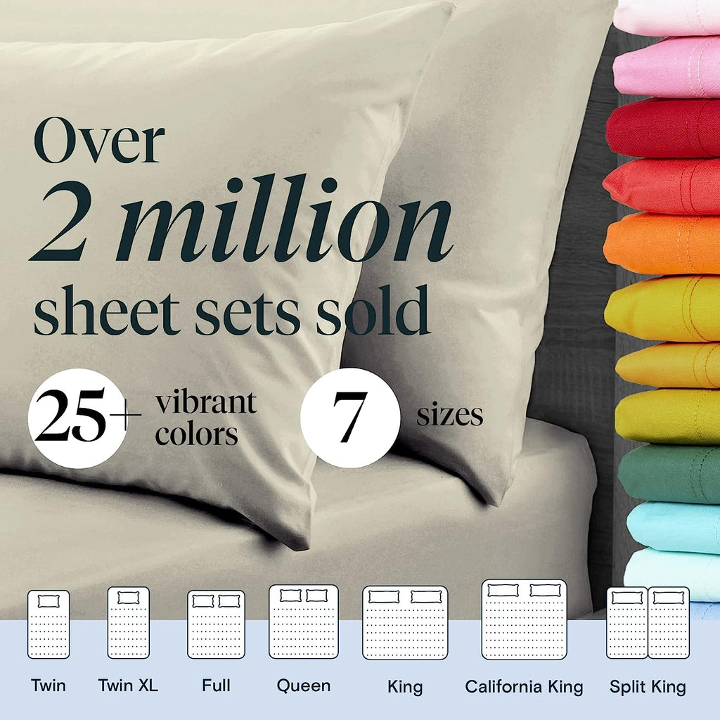 LuxClub 6 PC Queen Sheet Set Bamboo Sheets Deep Pockets 18" Eco Friendly Wrinkle Free Cooling Sheets Machine Washable Hotel Bedding Silky Soft - Light Taupe Queen