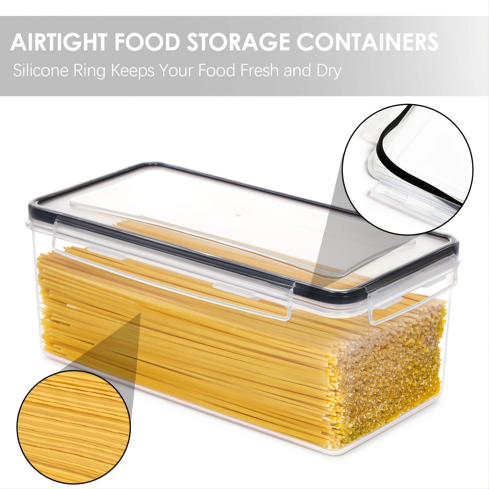 1/2/3pcs Airtight Food StoraContainers With Lids 3.2L, Plastic Spaghetti Container, PP Material BPA Kitchen Pantry Organization And Storage