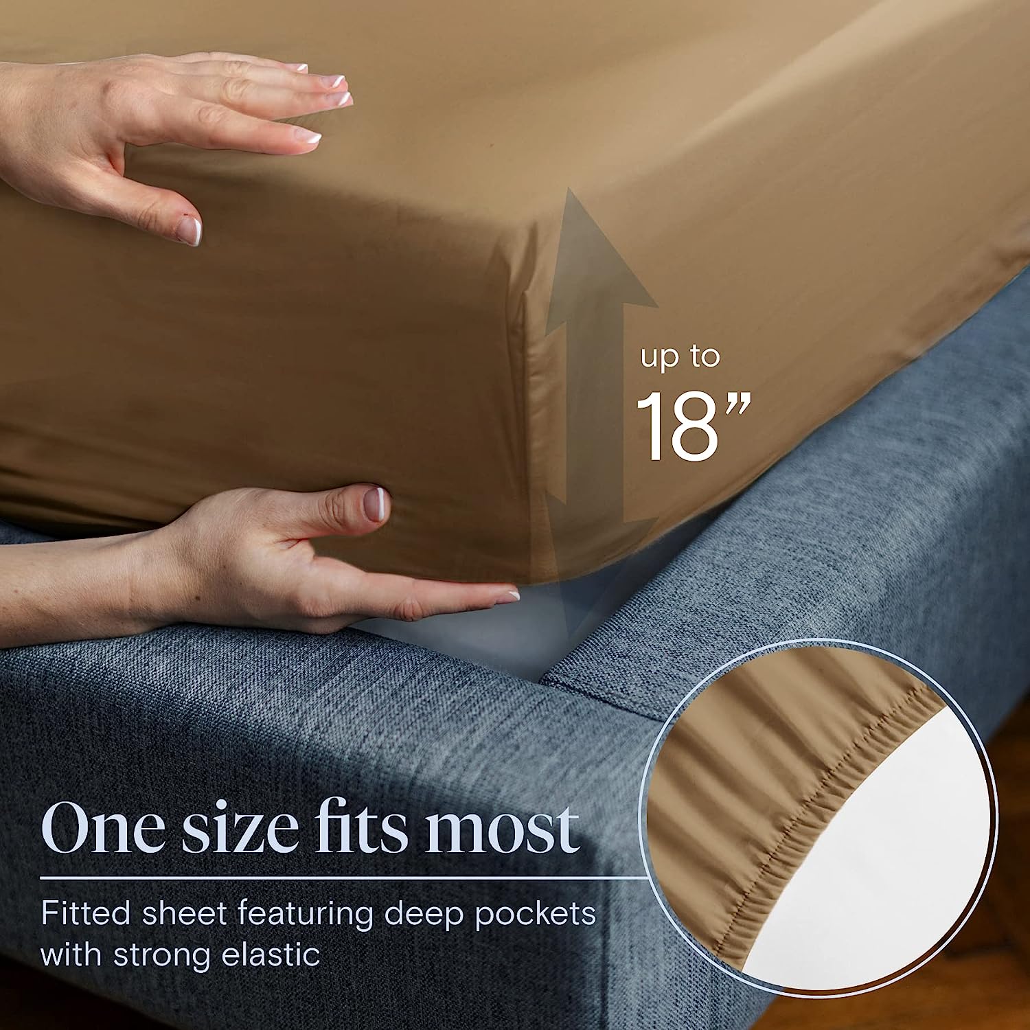 LuxClub 6 PC California King Size Sheet Set Bamboo Sheets Deep Pockets 18" Eco Friendly Wrinkle Free Cooling Sheets Machine Washable Hotel Bedding Silky Soft - Dark Khaki California King