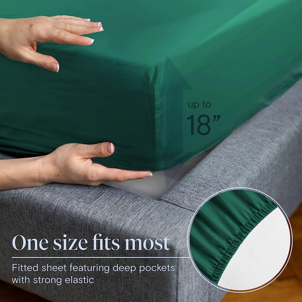 LuxClub 6 PC Full Size Sheet Set Bamboo Sheets Deep Pockets 18" Eco Friendly Wrinkle Free Cooling Sheets Machine Washable Hotel Bedding Silky Soft - Emerald Full