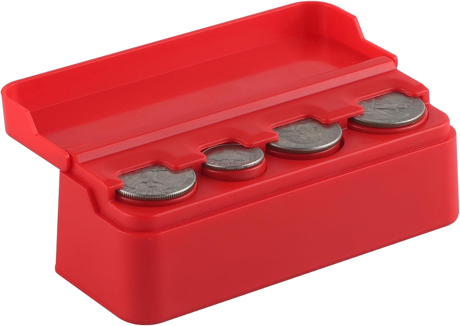 SINGARO Coin Holder for Car, Universal Car Coin Change Organizer, Car Coin Holder Compatible with Coins of Different Sizes, Car Interior Accessories, Suitable for Most Cars, Trucks(Red)