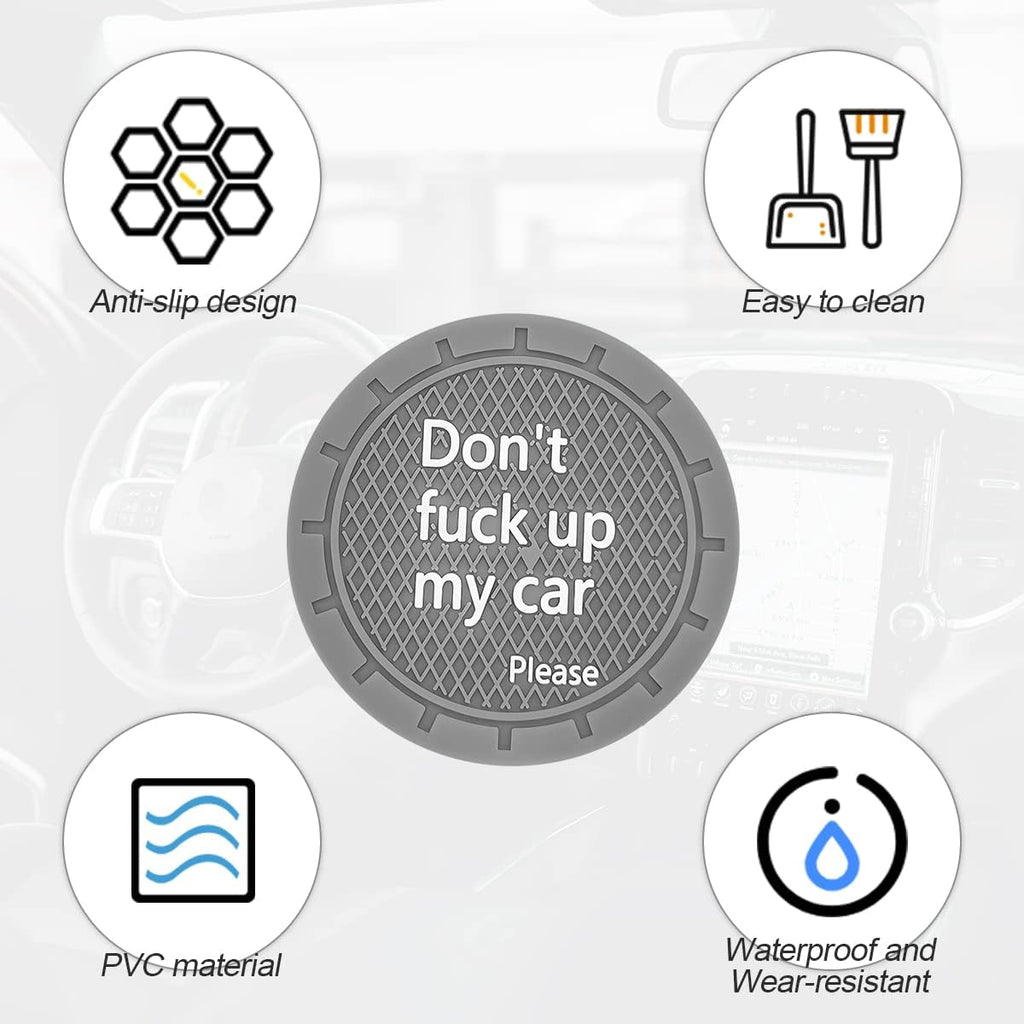 8sanlione 2 Pack Car Cup Holder Coasters, 2.75 Inch Non-Slip PVC Insert Cup Coaster, Anti-Scratch Auto Cup Mats for Women Men, Vehicle Interior Accessories Universal for Car, SUV, Truck (D Gray/2PCS)