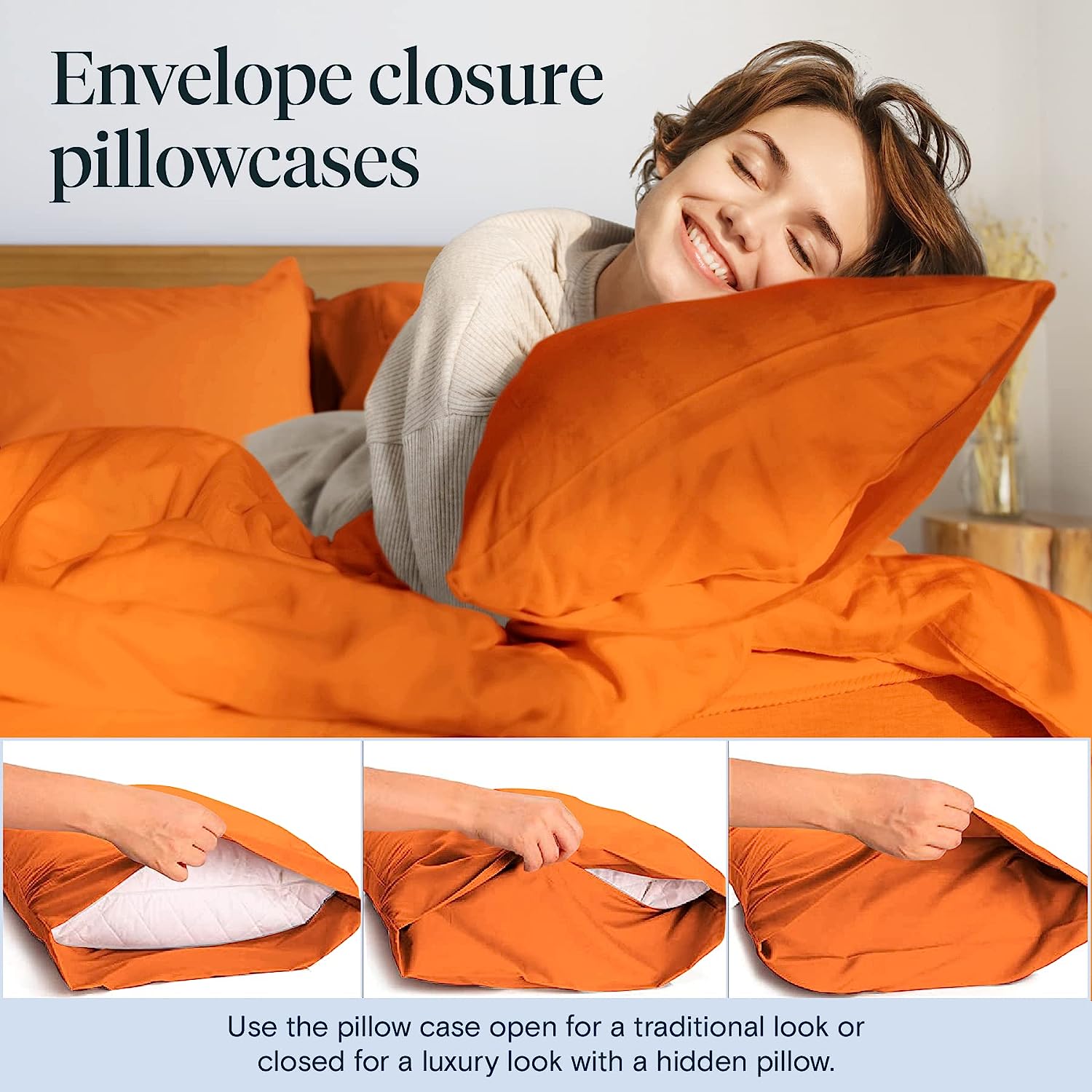 LuxClub 6 PC King Size Sheet Set Bamboo Sheets Deep Pockets 18" Eco Friendly Wrinkle Free Cooling Sheets Machine Washable Hotel Bedding Silky Soft - Autumn Orange King