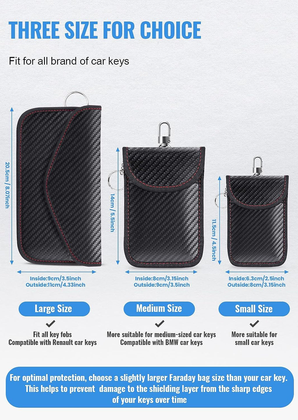 Lanpard Faraday Bag for Key Fob(2 Pack), Faraday Cage Protector, Car RFID Signal Blocking Key Fob Protector, Double-Layers of Shielding Carbon Fiber Material Anti-Theft Faraday Pouch