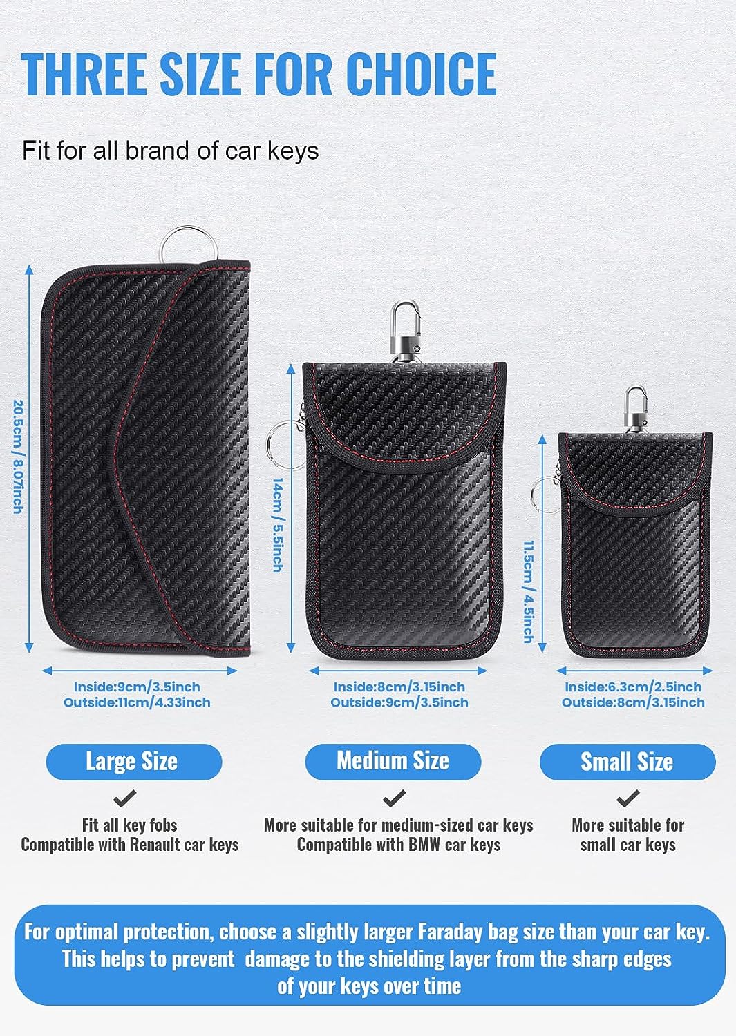 Lanpard Faraday Bag for Key Fob(2 Pack), Faraday Cage Protector, Car RFID Signal Blocking Key Fob Protector, Double-Layers of Shielding Carbon Fiber Material Anti-Theft Faraday Pouch