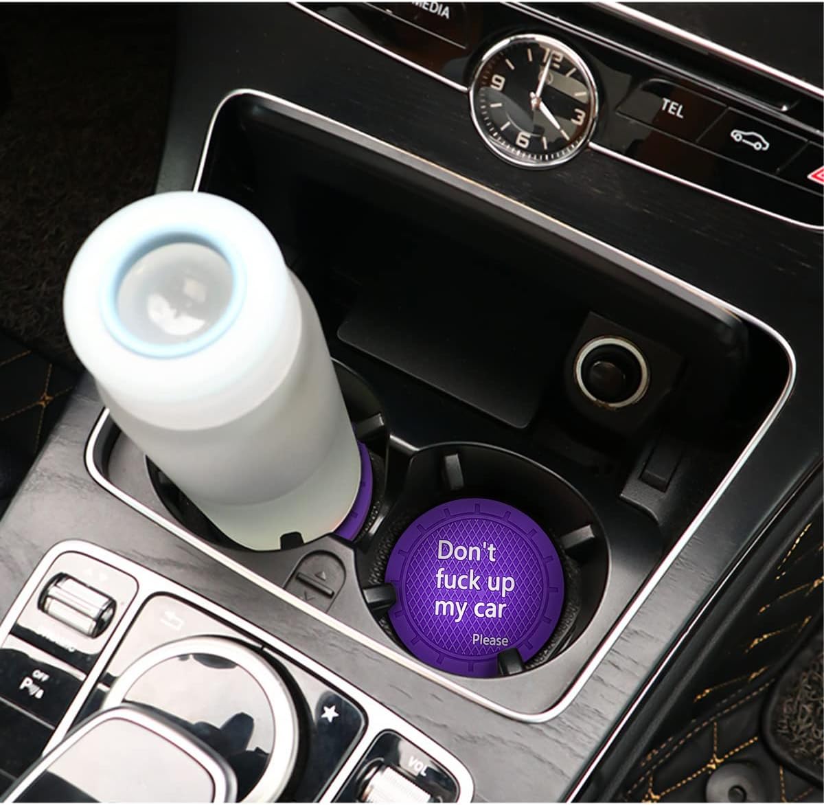8sanlione 2 Pack Car Cup Holder Coasters, 2.75 Inch Non-Slip PVC Insert Cup Coaster, Anti-Scratch Auto Cup Mats for Women Men, Vehicle Interior Accessories for Car, SUV, Truck (D Deep Purple/2PCS)