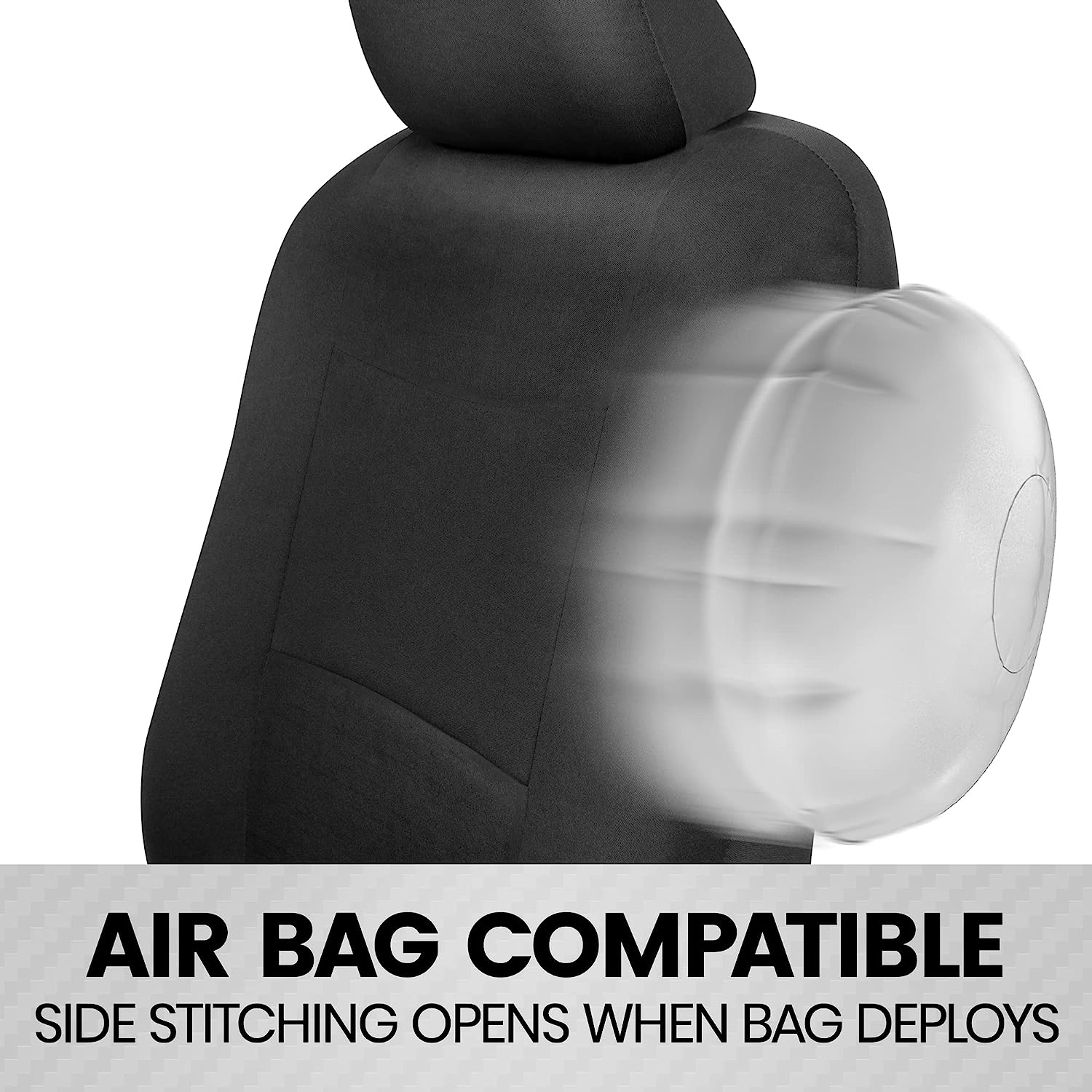 BDK PolyPro Seat Covers Full Set in Solid Black – Front and Rear Split Bench Covers, Easy to Install for Auto Trucks Van SUV Car