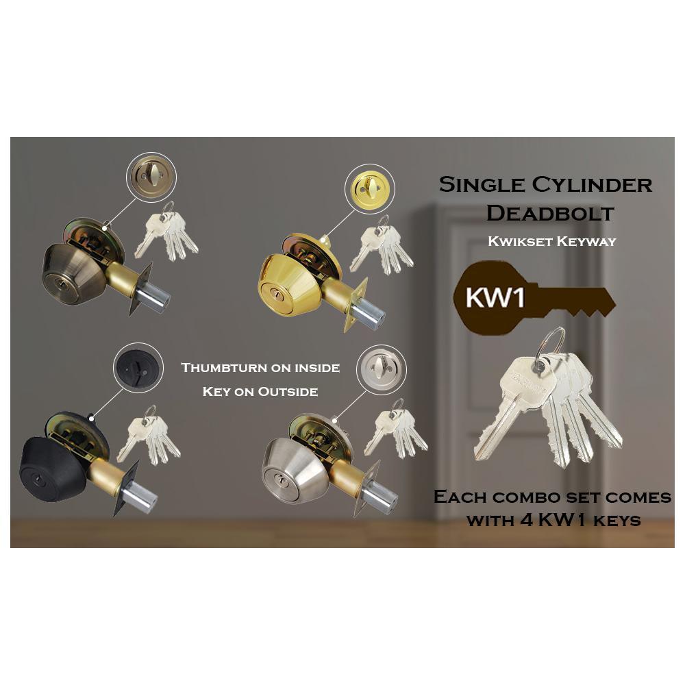 Oil-Rubbed Bronze Entry Door Lever Combo Lock Set with Deadbolt and 4 KW1 Keys, Keyed Alike (12-Pack)