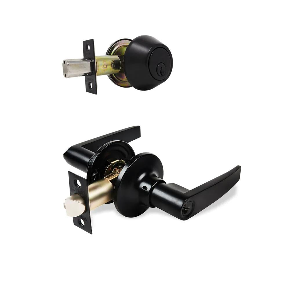 Oil-Rubbed Bronze Entry Door Lever Combo Lock Set with Deadbolt and 4 KW1 Keys, Keyed Alike (12-Pack)