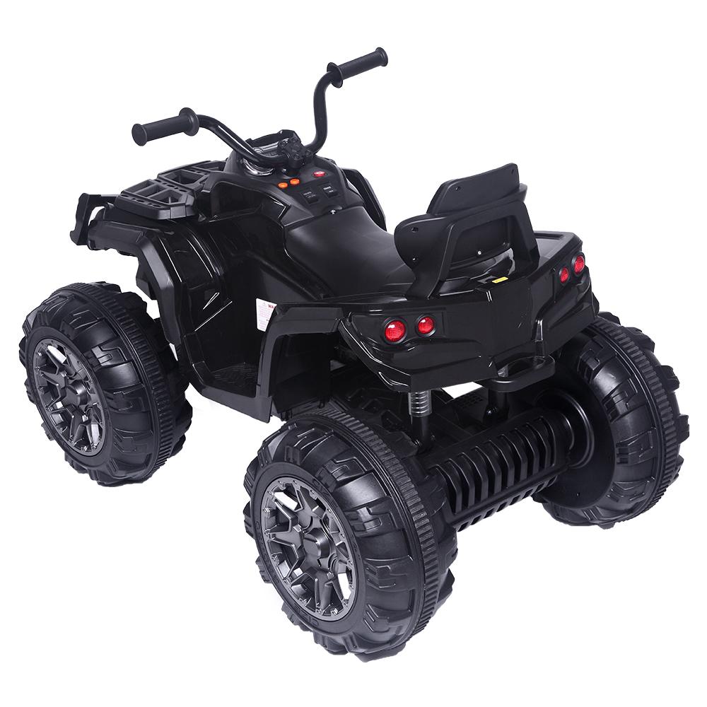 Kids Ride ON Toys 12 Volt Car, Battery Powered Quad Ride ON Cars, 4-Wheeler ATV Ride ON Toy w/ 2 Speed, LED Lights, AUX Jack, Radio, Electric Motorcycle for Boys / Girls, 3-8 Years Old, Black, W1846