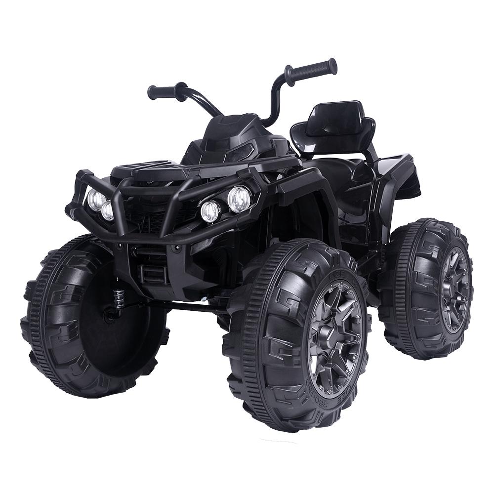 Kids Ride ON Toys 12 Volt Car, Battery Powered Quad Ride ON Cars, 4-Wheeler ATV Ride ON Toy w/ 2 Speed, LED Lights, AUX Jack, Radio, Electric Motorcycle for Boys / Girls, 3-8 Years Old, Black, W1846