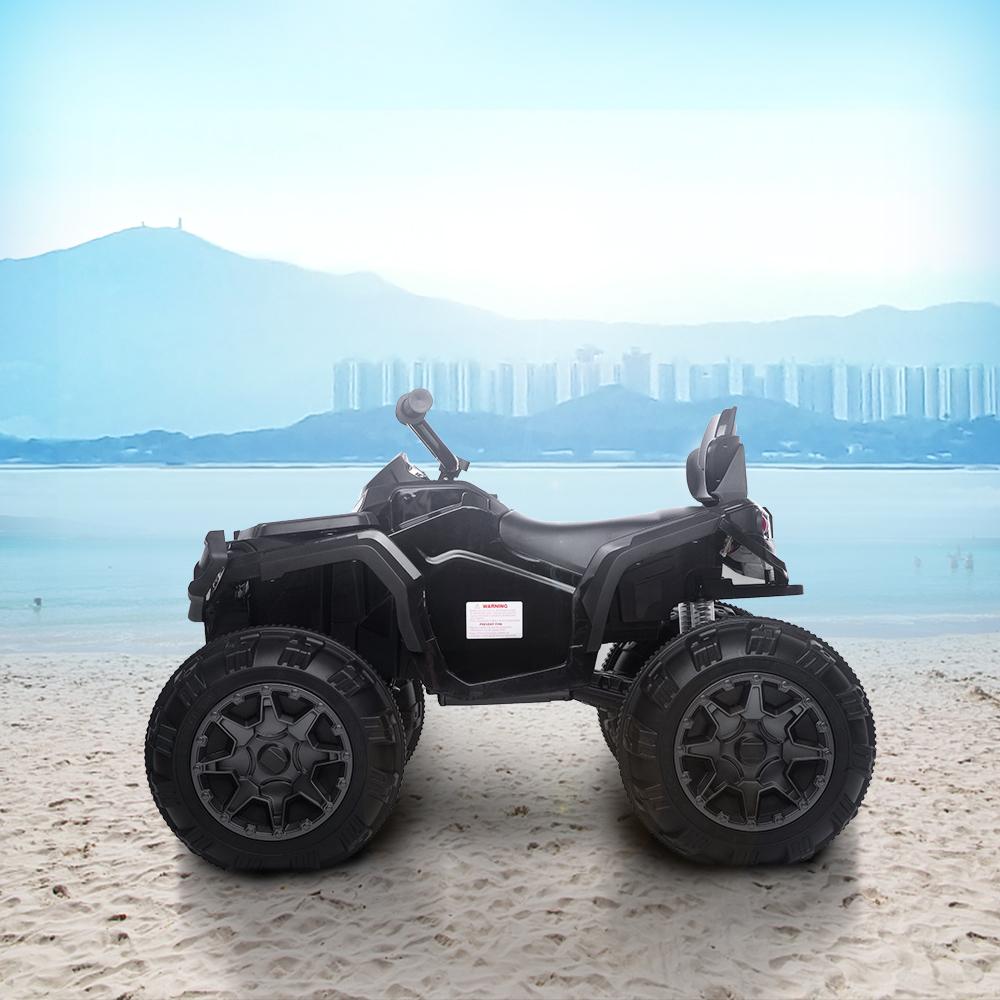 Kids Ride ON Toys 12 Volt Car, Battery Powered Quad Ride ON Cars, 4-Wheeler ATV Ride ON Toy w/ 2 Speed, LED Lights, AUX Jack, Radio, Electric Motorcycle for Boys / Girls, 3-8 Years Old, Black, W1866