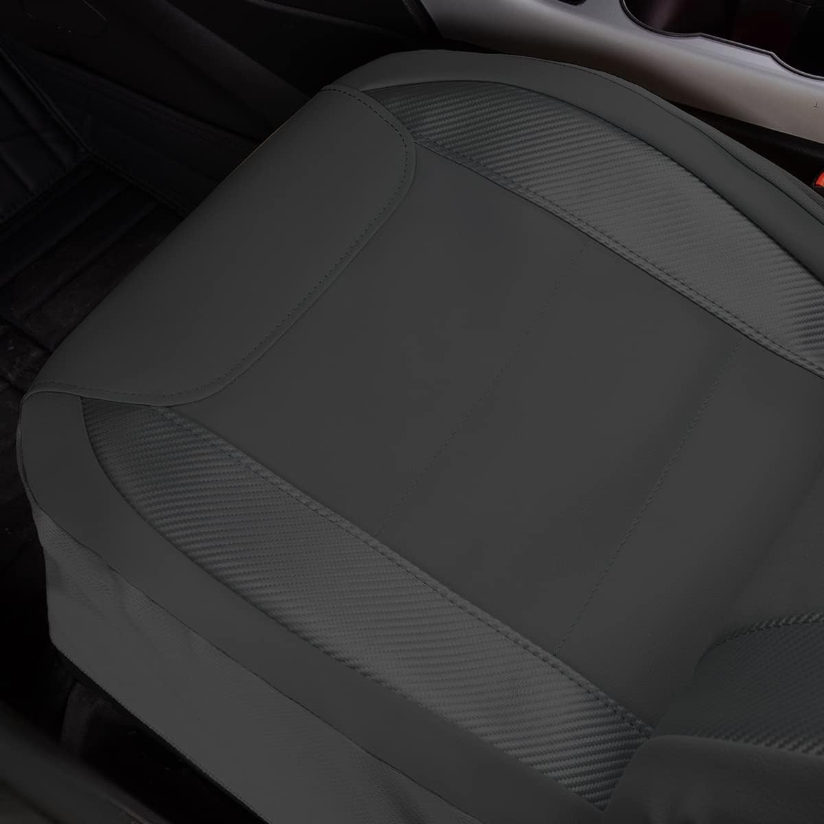 Flying Banner car seat Covers Protects Water Proof Faux Leather Carbon Fiber Fronts Gray Gray