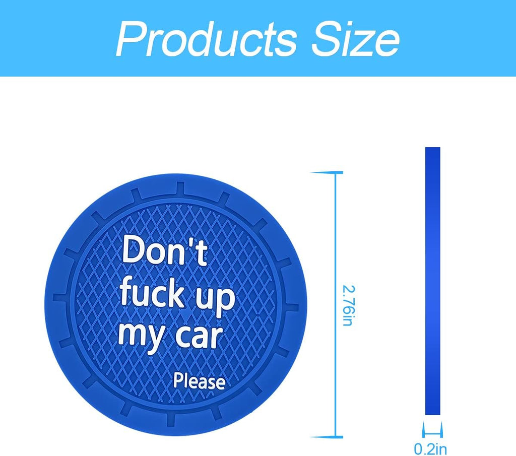 8sanlione 2 Pack Car Cup Holder Coasters, 2.75 Inch Non-Slip PVC Insert Cup Coaster, Anti-Scratch Auto Cup Mats for Women Men, Vehicle Interior Accessories Universal for Car, SUV, Truck (D Blue/2PCS)