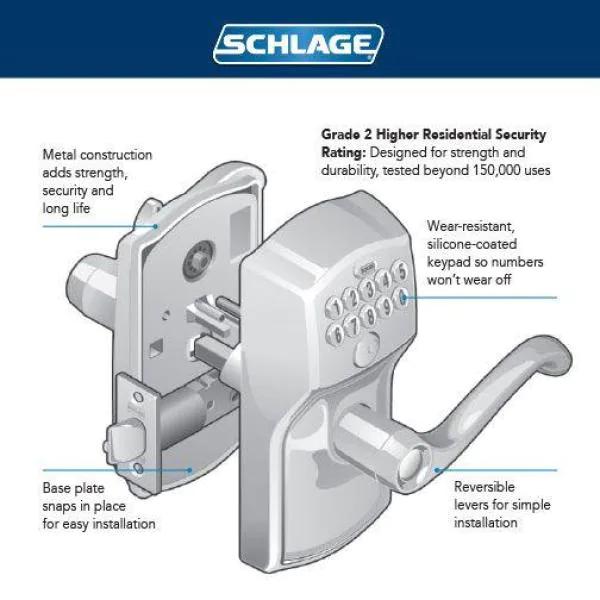 Camelot Aged Bronze Electronic Door Lock with Accent Door Lever Featuring Flex Lock