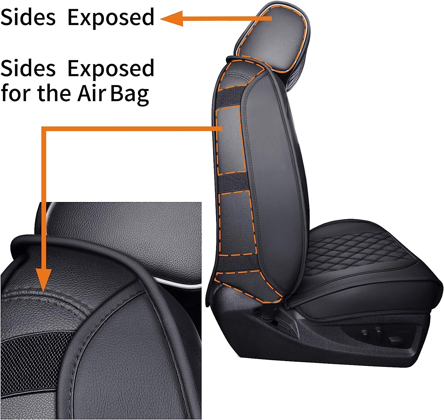 Aierxuan Seat Covers for Truck Chevy Chevrolet Silverado GMC Sierra Pickup 2007-2024 1500 2500HD 3500HD Trail Boss Z71 Crew Double Extended Cab Waterproof Leather Protectors (Full Set, Black)