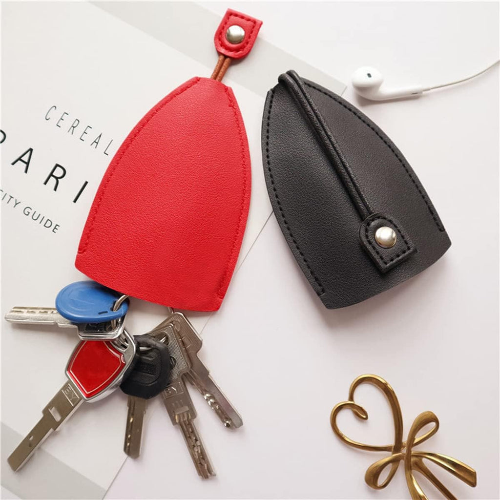 Car Key Case, 2PCS Creative Pull-Out Key Sleeve Keychain Bags, PU Leather Large-Capacity Protective Key Holder Hook (Yellow)