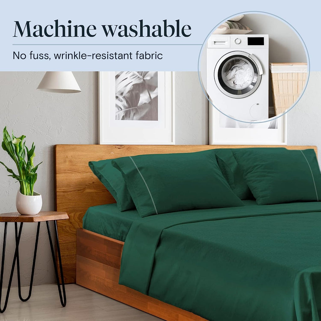 LuxClub 6 PC Full Size Sheet Set Bamboo Sheets Deep Pockets 18" Eco Friendly Wrinkle Free Cooling Sheets Machine Washable Hotel Bedding Silky Soft - Emerald Full
