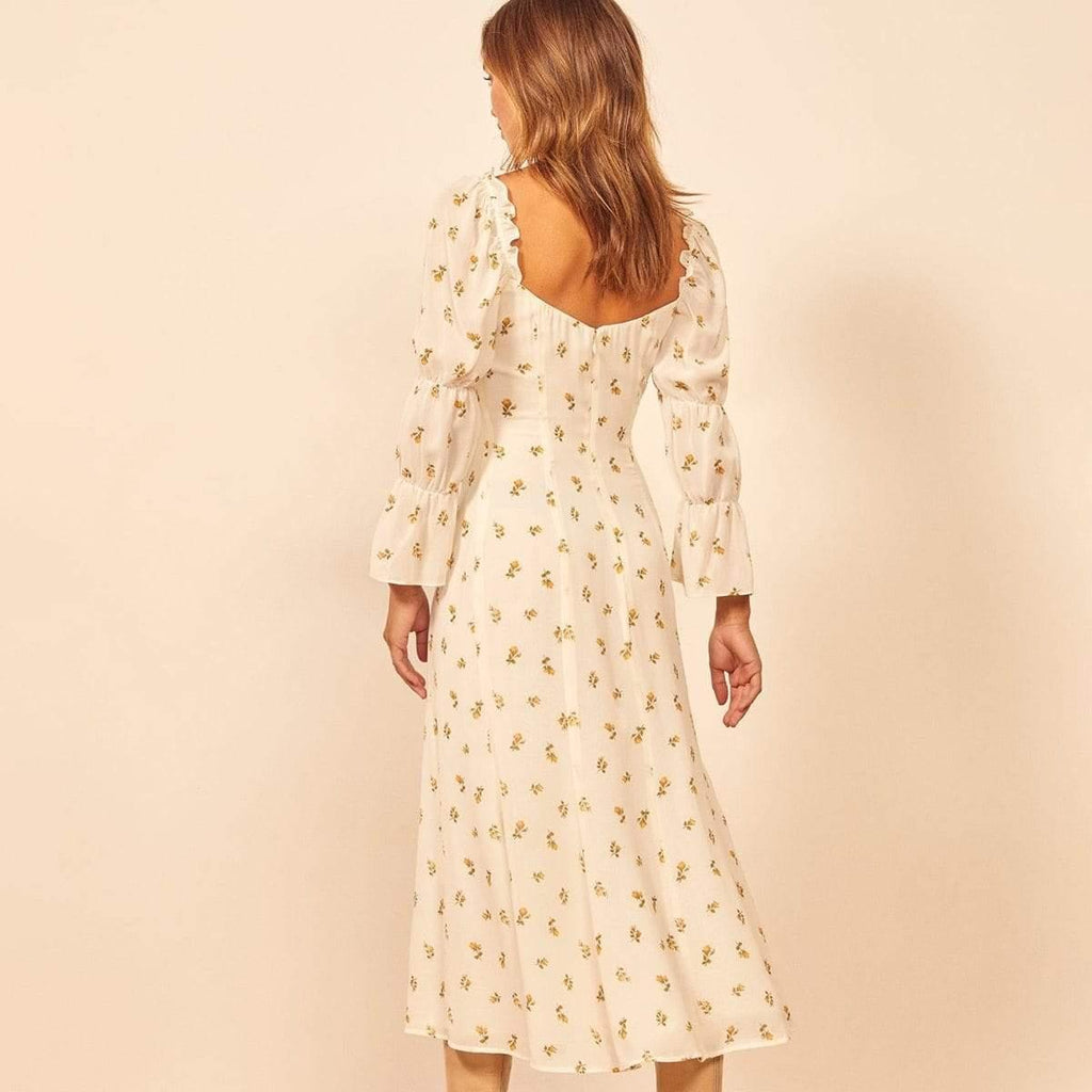floral split midi dress