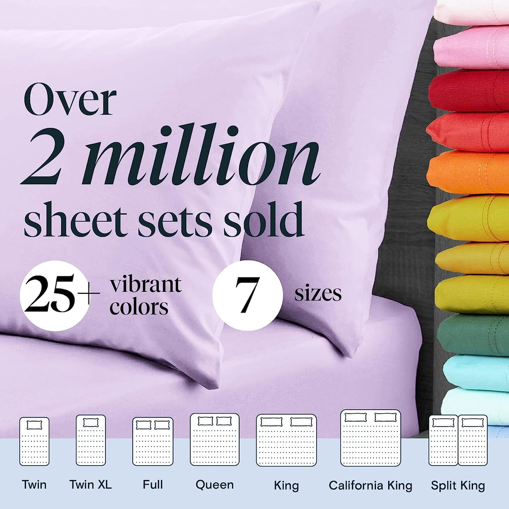 LuxClub 6 PC Queen Sheet Set Bamboo Sheets Deep Pockets 18" Eco Friendly Wrinkle Free Cooling Sheets Machine Washable Hotel Bedding Silky Soft - Periwinkle Queen