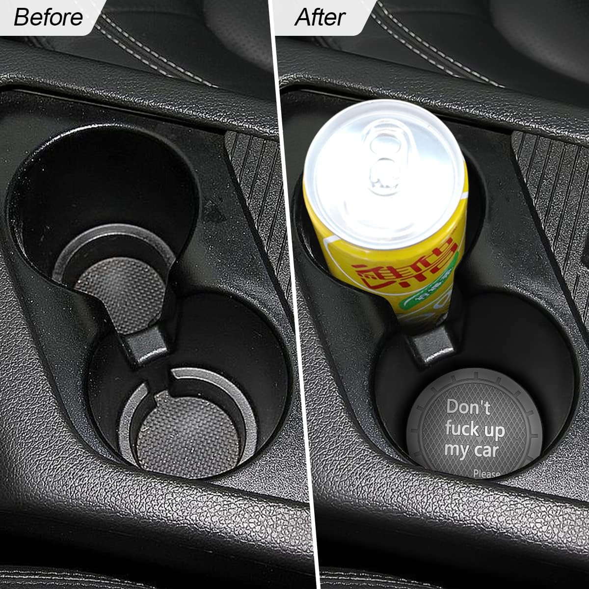 8sanlione 2 Pack Car Cup Holder Coasters, 2.75 Inch Non-Slip PVC Insert Cup Coaster, Anti-Scratch Auto Cup Mats for Women Men, Vehicle Interior Accessories Universal for Car, SUV, Truck (D Gray/2PCS)