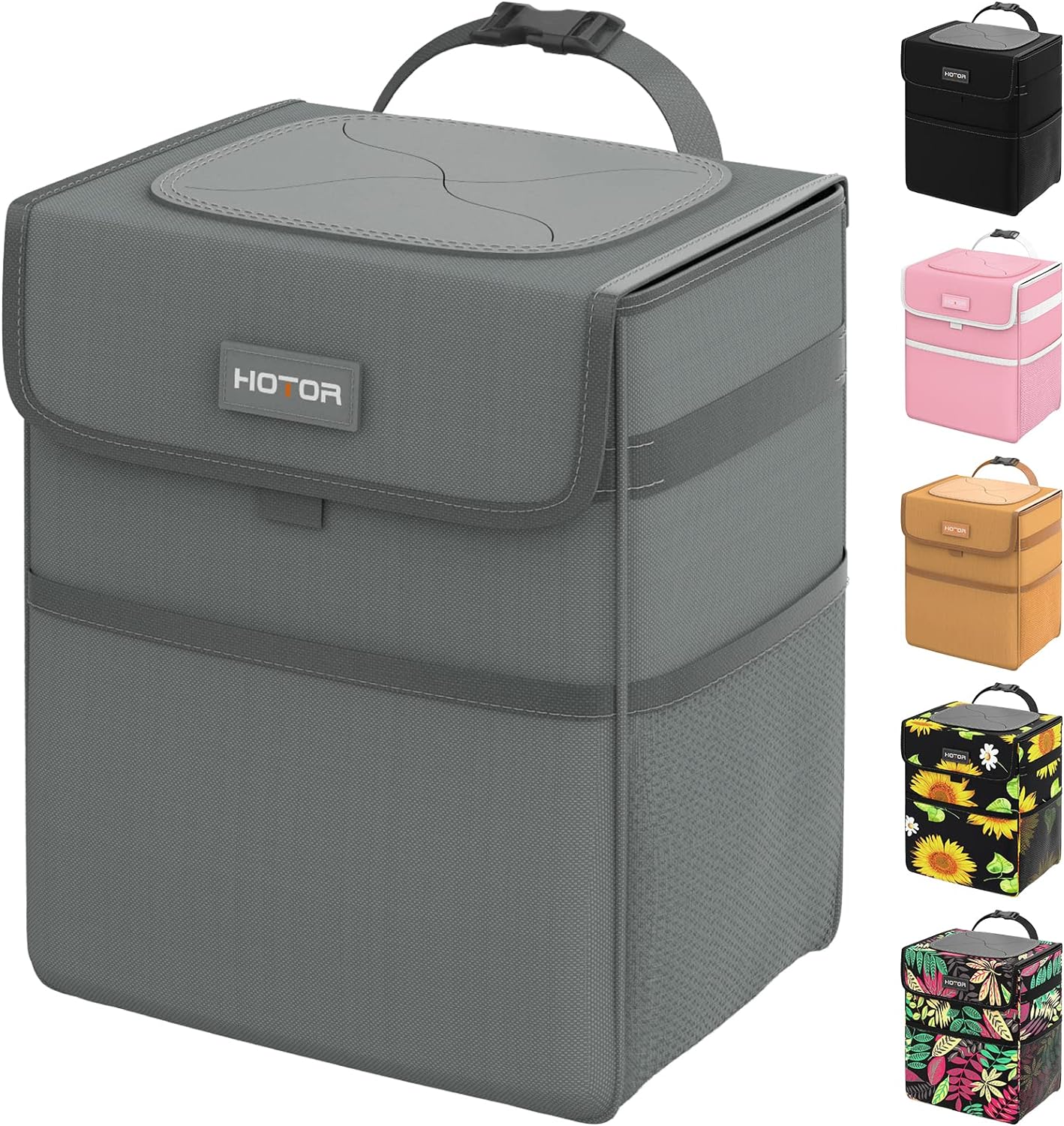 HOTOR Car Trash Can - Leak-Proof Car Organizer and Storage Bag for The Back/Front/Console of Any Cars,Sedans, SUVs &amp; Trucks Easy-to-Install Car Accessory Interior,Light Grey