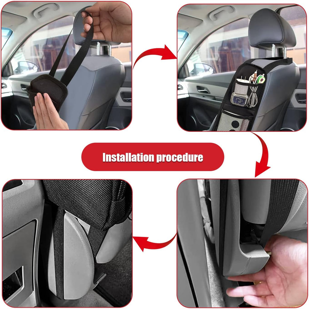 QUICTO 2PCS Car Seat Storage Hanging Bag, Multi-Pocket Seat Side Organizer, Car Multifunctional Mesh Net Pocket, Can Hold Mobile Phone, Wallet, Glasses, Suitable for Cars, SUVs, Trucks
