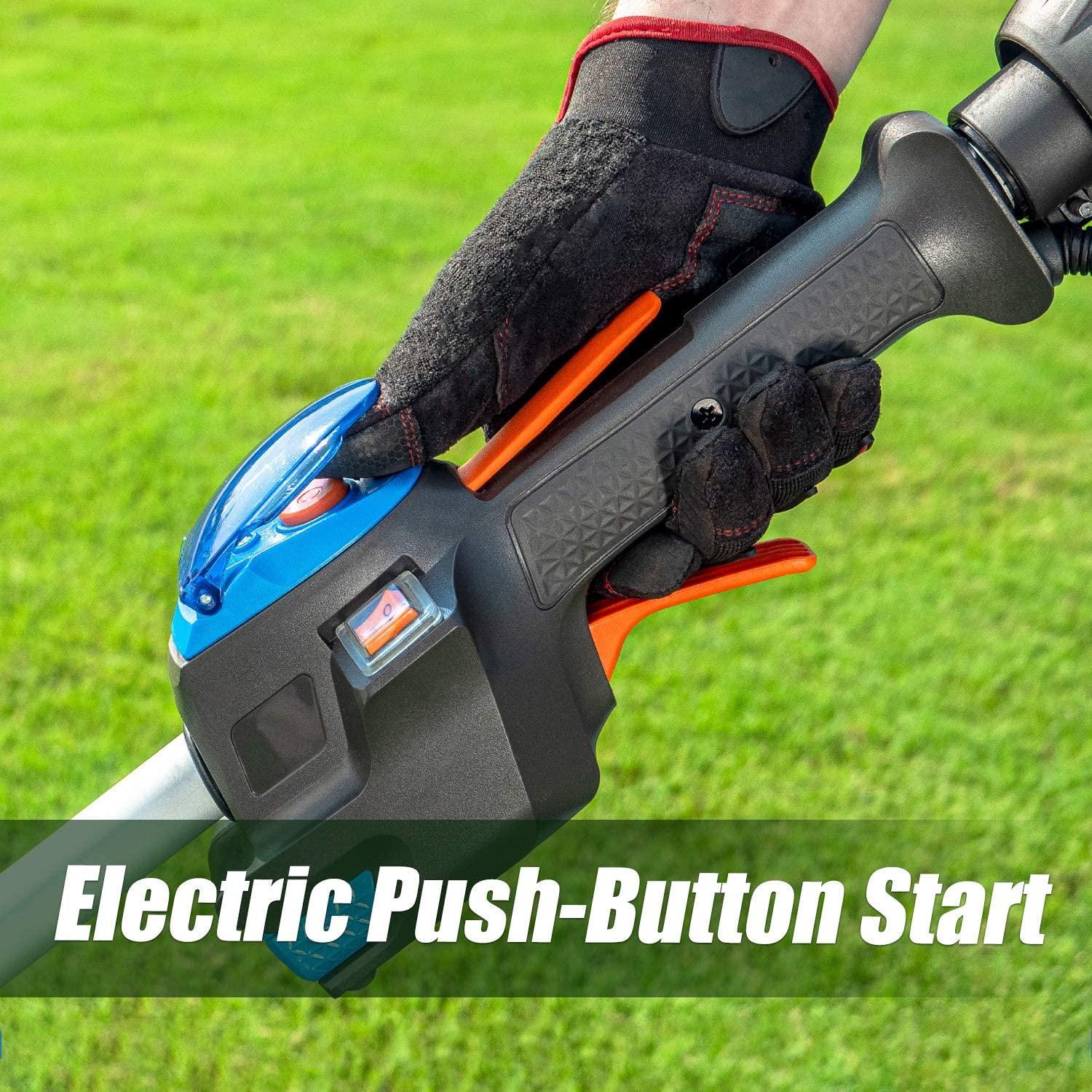 LawnMaster NPTGSP2517A No-Pull Gas Grass Trimmer with Electric Start 25cc 2 Cycle,17-Inch