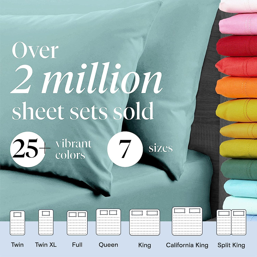 LuxClub 6 PC King Size Sheet Set Bamboo Sheets Deep Pockets 18" Eco Friendly Wrinkle Free Cooling Sheets Machine Washable Hotel Bedding Silky Soft - Light Teal King