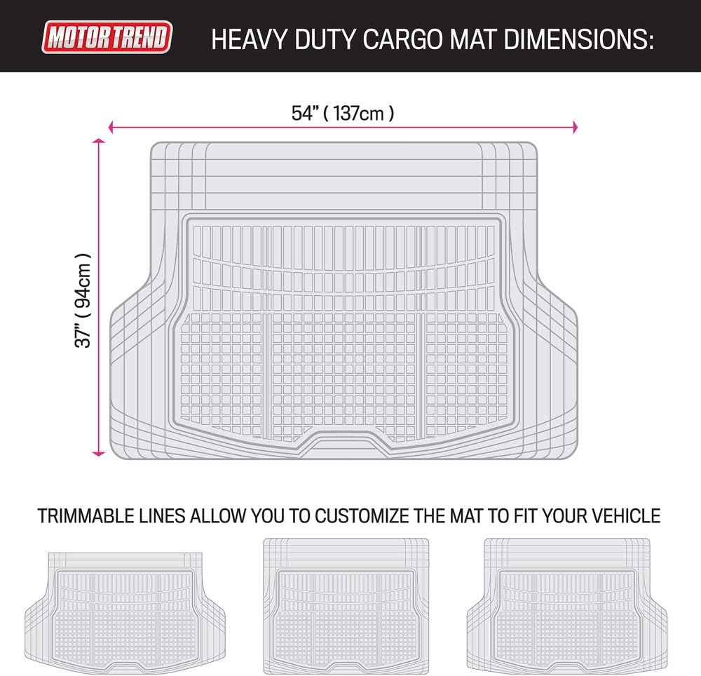 Motor Trend Premium FlexTough All-Protection Cargo Liner Trunk Mat - w/Traction Grips &amp; Fresh , Heavy Duty Trimmable Trunk Liner for Car Truck SUV, Beige, Size: 54" L x 37" W