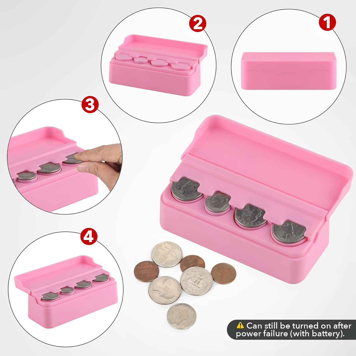 SINGARO Coin Holder for Car, Universal Car Coin Change Organizer, Car Coin Holder Compatible with Coins of Different Sizes, Car Interior Accessories, Suitable for Most Cars, Trucks(Pink)