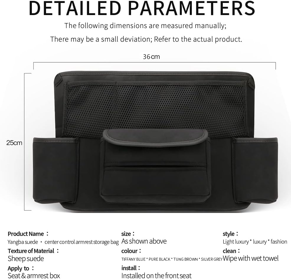 JEYODA Car Handbag Holder Between Seats Suede Large Capacity Car Purse Holder Automotive Consoles &amp; Organizers for Document Phone Storage Car Organizer(1925-style 2 black)