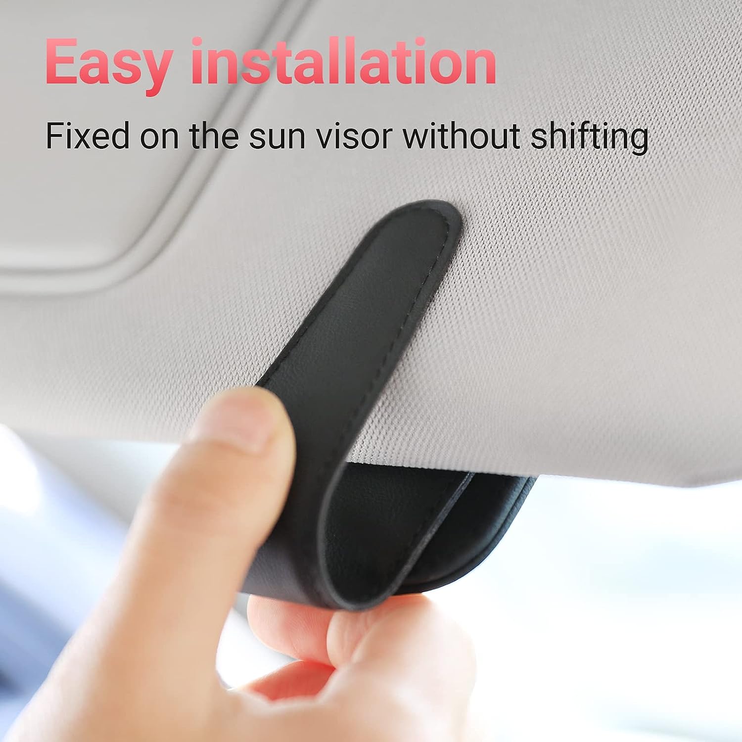 Sunglass Holder for Car Visor Sunglasses Clip Magnetic Leather Glasses Eyeglass Holder Interior Car Accessories for Woman Man -2 Packs Black