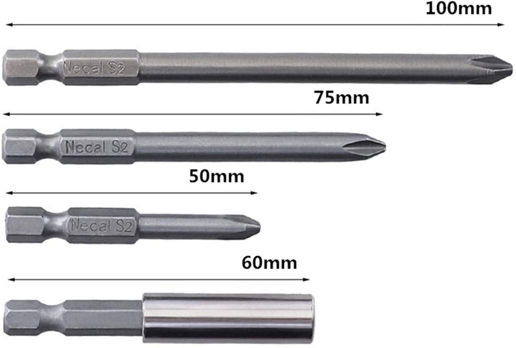 XFXCH 12PCS 1/4 Hexagon 50 75 100mm S2 Alloy Screwdriver Bit Magnetic Set PH Electric Screwdriver Bit Socket Tool Set Screwdriver set (Color : 18)
