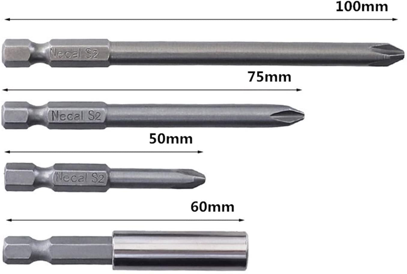 XFXCH 12PCS 1/4 Hexagon 50 75 100mm S2 Alloy Screwdriver Bit Magnetic Set PH Electric Screwdriver Bit Socket Tool Set Screwdriver set (Color : 18)